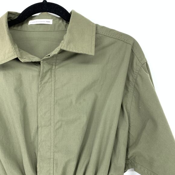 E Hyphen World Gallery Free Size Top Collar Button Up Long Sleeve Cinched Waist - Picture 3 of 8